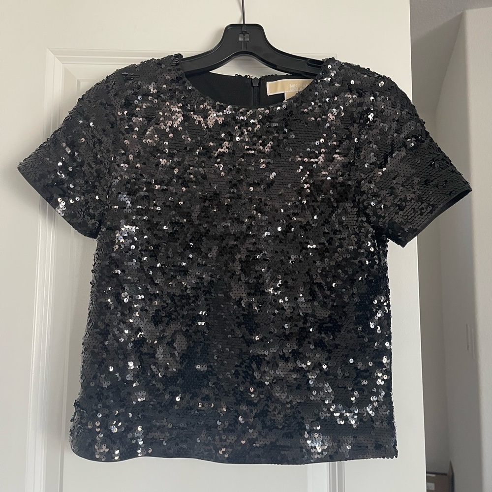 MICHAEL Michael Kors black sequin top